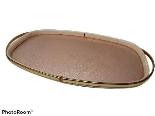 Bandeja Dorado Vintage Piso Rosa con Asas 53X31