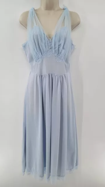 Vintage Sears Charmode Nightgown Baby Blue Lacy USA Sexy Tricot Nylon 36