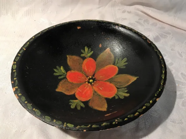 Rustic Folk Art Pennsylvania Dutch Wood Dough Bowl Primitive Vintage Antique