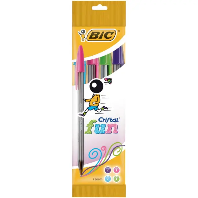 Bic Kugelschreiber Cristal Fun Transparent Schreibfarbe Farbsortiert, 4 St. 8957