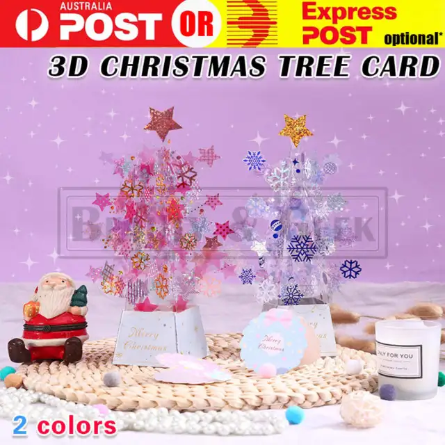 Creative 3D Merry Christmas Greeting Card Pop Up Postcard Xmas Tree Invitation
