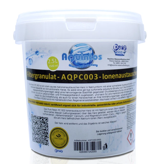 Pure Resin PC003 resina addolcitrice scambiatore ionico impianti di addolcimento acqua 2,5 L