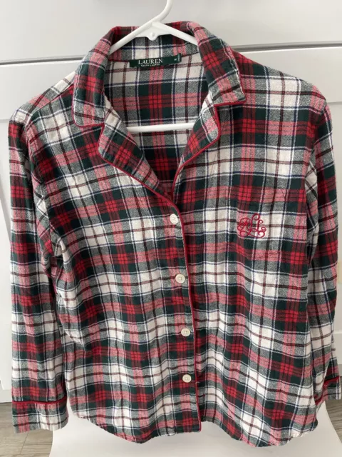 Ralph Lauren Womens Size Medium  Plaid Flannel Blouse Shirt Top Button