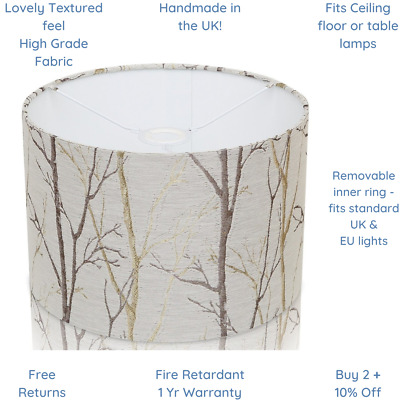 WOODLAND LAMPSHADE for table lamp ceiling tree light shade forest drum round UK