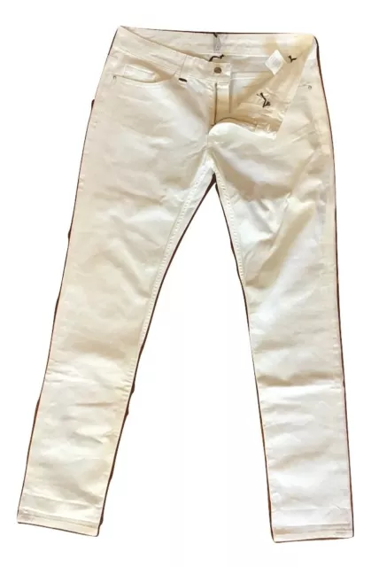 Pantalone da donna Manila Grace Jeans Slim Casual Cotone Bianco Trousers Tg 32