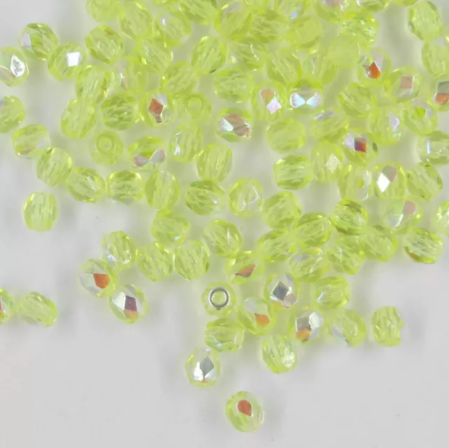 F4  JX *** 60 perles à facettes verre de Bohême 4mm JONQUIL AB