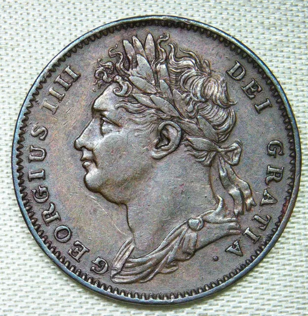 1822 George IV FARTHING, Laureate & Draped Bust Copper Coin  - VERY NICE