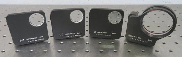 C186344 Lot 4 New Focus Laser Optical Mirror Mounts (3) 9809 1" (1) 9852 2"