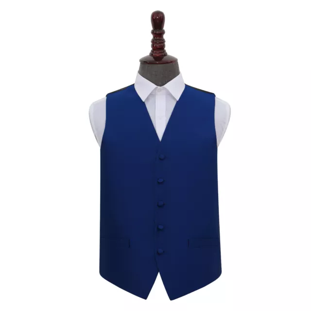 DQT Woven Plain Solid Check Royal Blue Formal Mens Wedding Waistcoat S-5XL