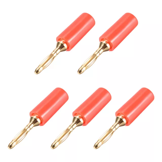 5 x 2mm Bananenbuchse Stecker Kabelstecker Anschlüsse Bananenstecker Gold Rot