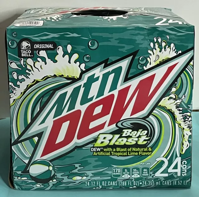 Sealed Mtn Mountain Dew Baja Blast Tropical Lime Taco Bell 24 Pack 12 OZ Cans