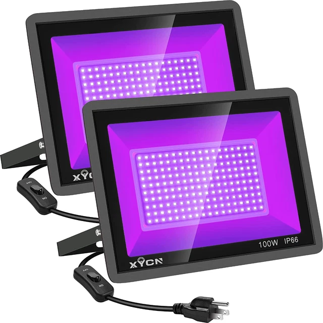 2 Pack 150W LED Black Light, Blacklight Flood Light with Plug, IP66 Black
