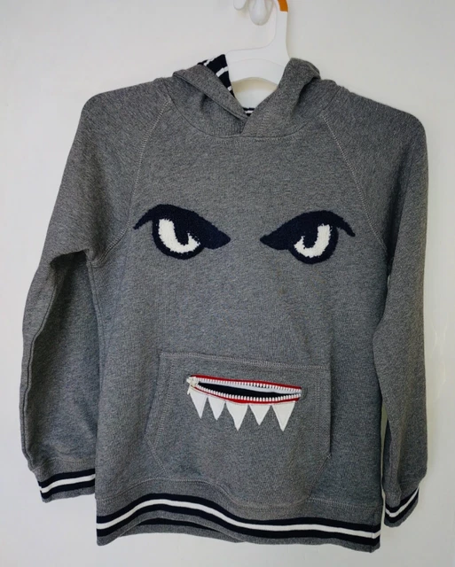 Hanna Anderson boys sweatshirt hooded long sleeve pullover solid gray size 8