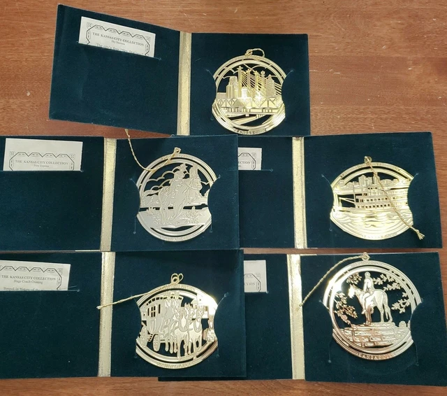 CHRISTMAS ORNAMENTS KANSAS CITY GOLD Sky Station Scout Pony Express Riverboat