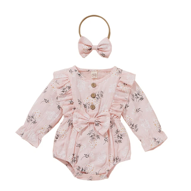 Top con pagliaccio floreale neonate + vestiti fascia set abito neonato