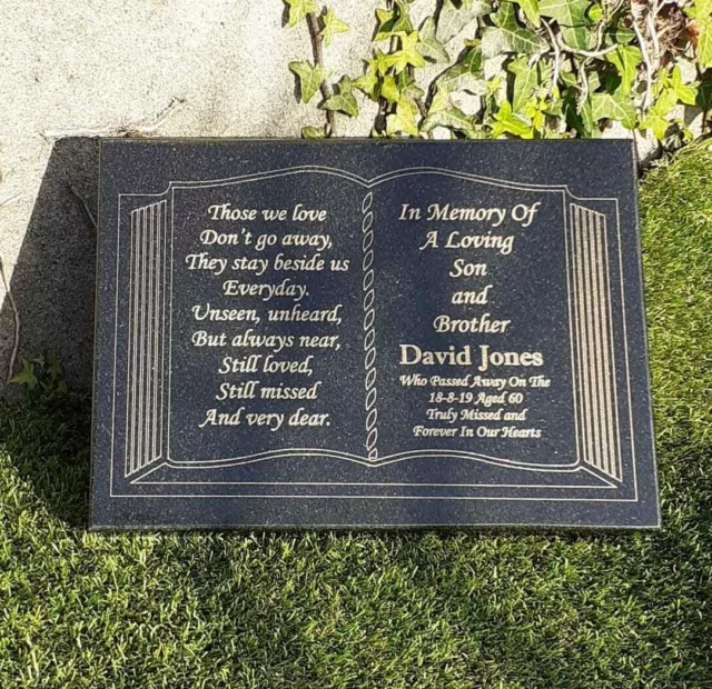 Adorno de piedra placa conmemorativa de granito negro grabado en la Biblia personalizado