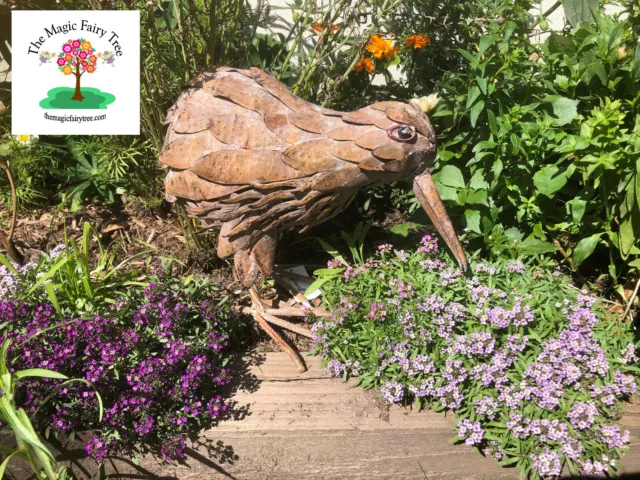Rustic metal kiwi garden sculpture decor bird ornament New Zealand