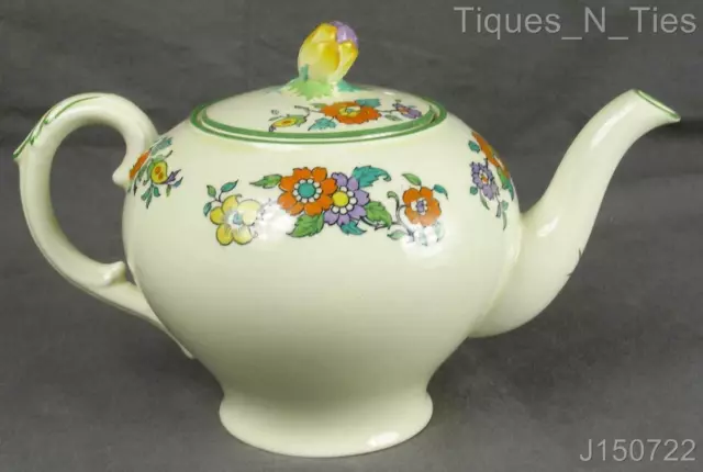 Royal Cauldon England Art Deco Handpainted Multi Color Floral Teapot & Lid (JJ) 3