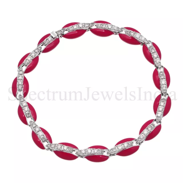 H / Diamant Si Cauris Breloque Bracelet 10k Blanc Rouge Or Émail Anniversaire