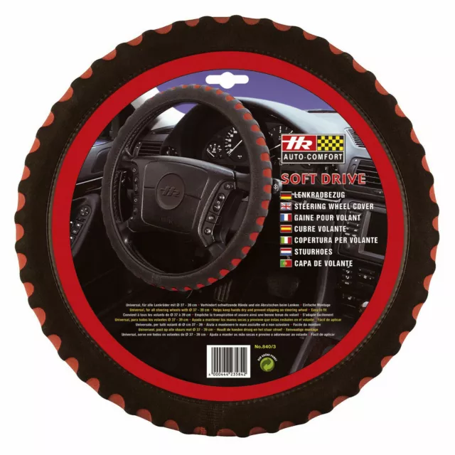 Steering Wheel Cover Richter 840/3 Black Red With a / C Effect, Handy And Soft