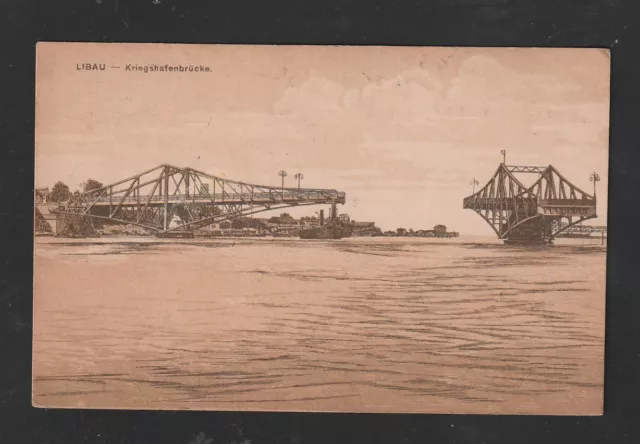 AK 1917 LIBAU VENTSPILS LETTLAND LATVIA " Kriegshafenbrücke ". Feldpost Kurland