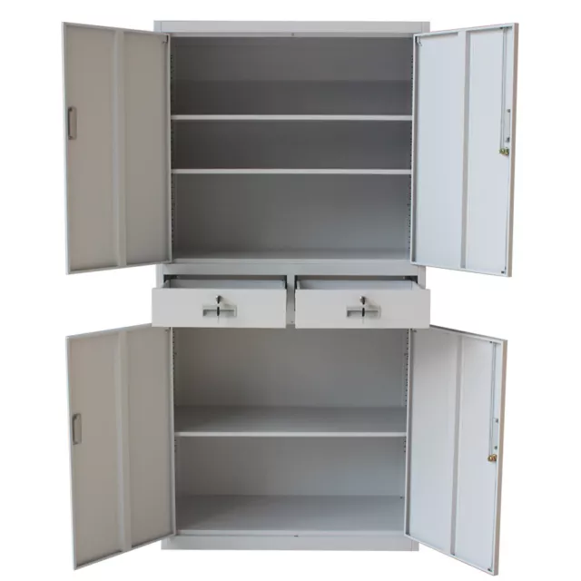 Office Storage Cupboard Metal Filing Cabinet Furniture 2 Drawers 4 Door Lockable 3