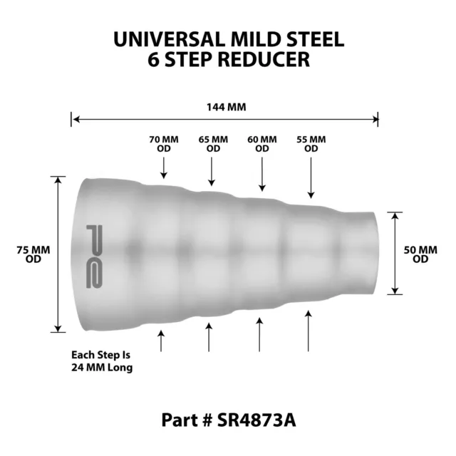 Réducteur de tuyau d'échappement universel 50 mm - 75 mm 6 étapes système de performance adaptateur