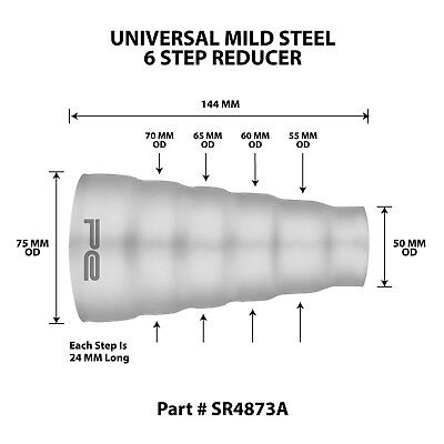 Acciaio scarico 6 step riduttore adattatore connettore del tubo cono universale 