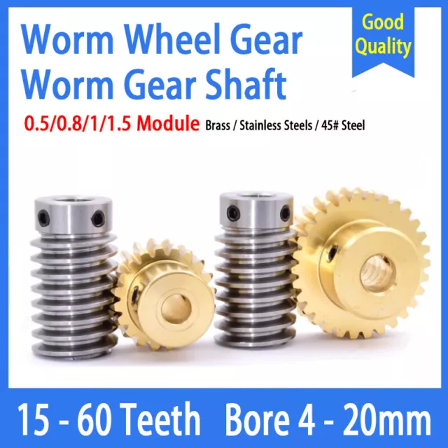 0.5/0.8/1/1.5 Module 15T to 60T Gear Copper Worm Wheel Gear & Worm Gear Shaft