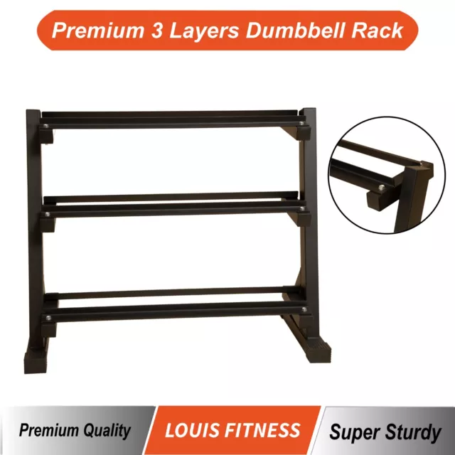 Premium 3 Layers Tiers Dumbbell Storage Rack Sturdy Gym Equipment Strength