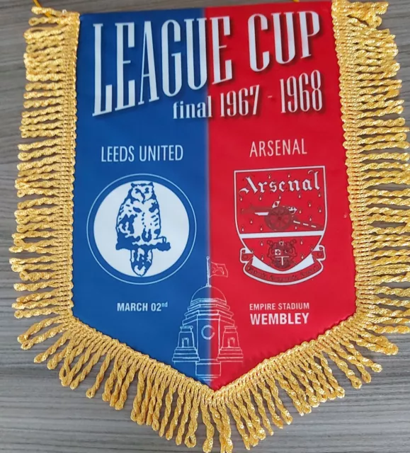 League Cup Final 1967-68 Leeds United V Arsenal Colour Pennant