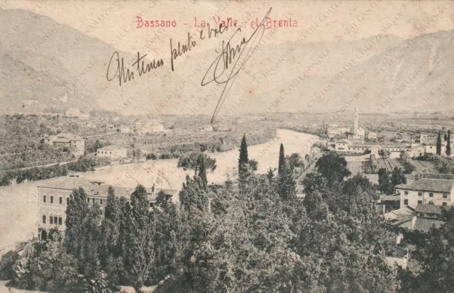 1900c BASSANO DEL GRAPPA La Valle del Brenta Panorama Vicenza Cartolina 