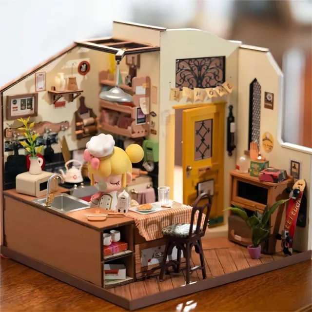 Rolife Cozy Homey Kitchen DIY Miniature 1:24 Dollhouse Home Decor Kid Toy Gifts