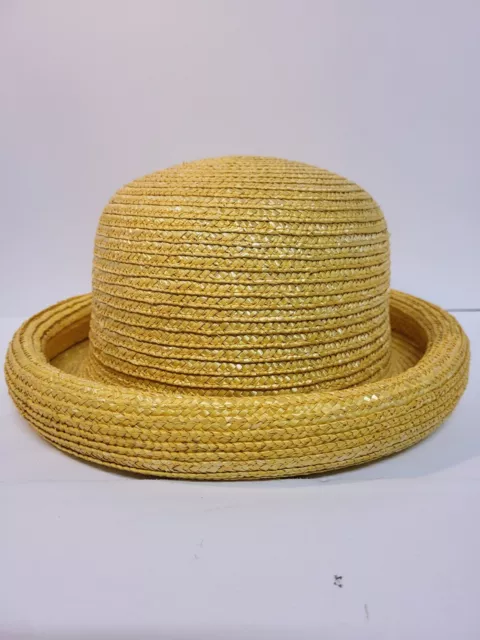 Womans summer straw hat with upturned brim