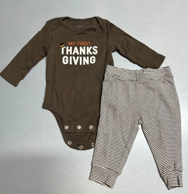 Carters~My First Thanksgivin~Boys Outfit~Bodysuit~Pants w/Turkey~Sz 3 Mos~NWOT