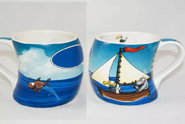 Hösti schiefer Becher Segler Kaffeepott maritime Tasse Cartoon 8,5 cm