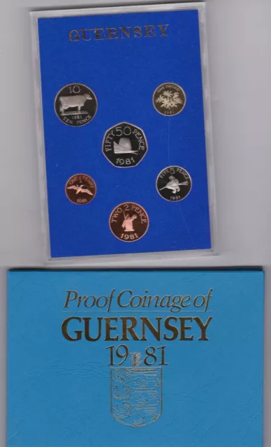 Cased 1981 Royal Mint Guernsey Six Coin Proof Set In Mint Condition