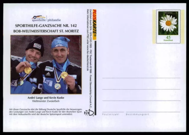 BRD GA PRIVAT-GA 1996 SPORTHILFE-GANZSACHE BOB-WM ST. MORITZ ii30