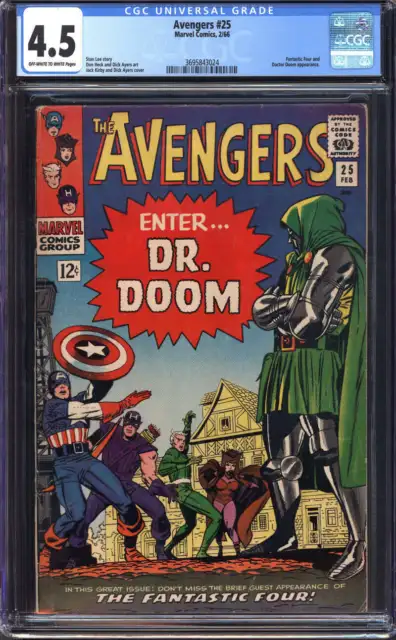 Avengers #25 Cgc 4.5 Ow/Wh Pages // Fantastic Four + Doctor Doom App 1966