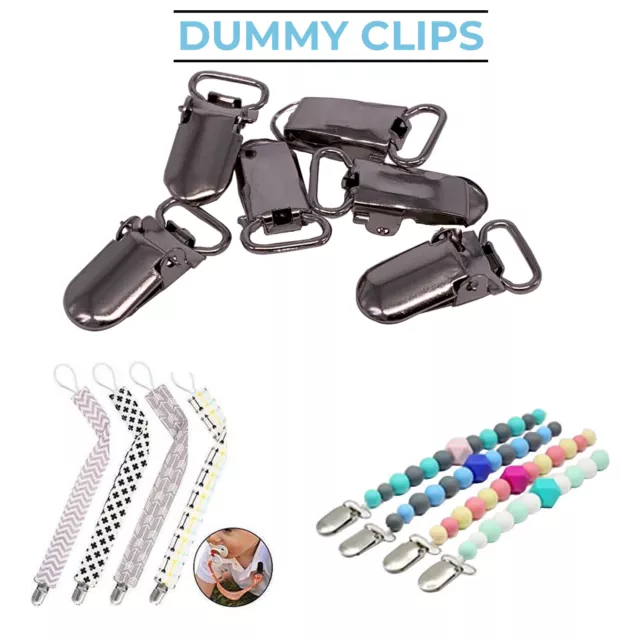 Silver Brace Clips Dungaree Suspender Clasps Baby Dummy Strap Grips Coats 10pcs
