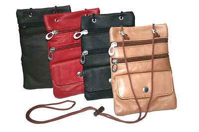 Genuine Leather Passport ID Documents Holder Neck Travel Pouch Bag 2