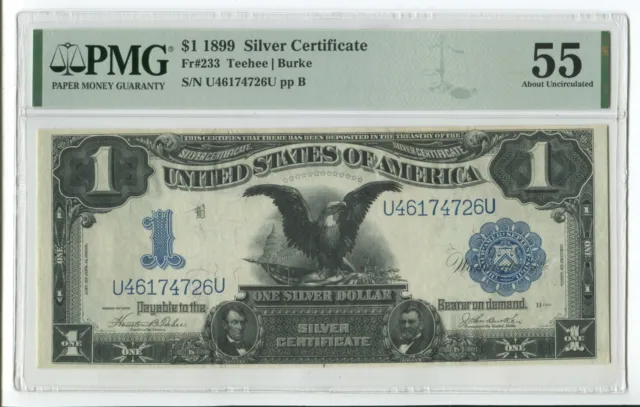 1899 One Dollar BLACK EAGLE Silver Certificate $1 US Note PMG-55 #221