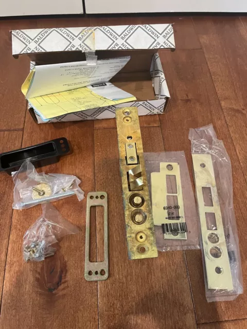 Baldwin 6301 LH Entrance Door Mortise Lock Body w Plates Polished Brass NOS USA