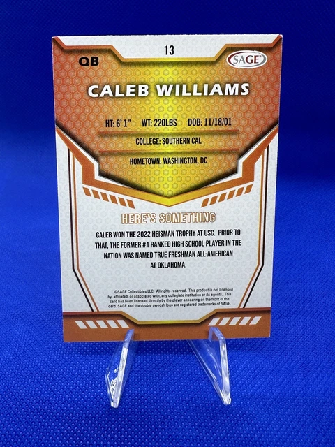 2024 SAGE CALEB Williams Card 13 USC 🔥🔥🔥 First Pick In The Draft! 0.