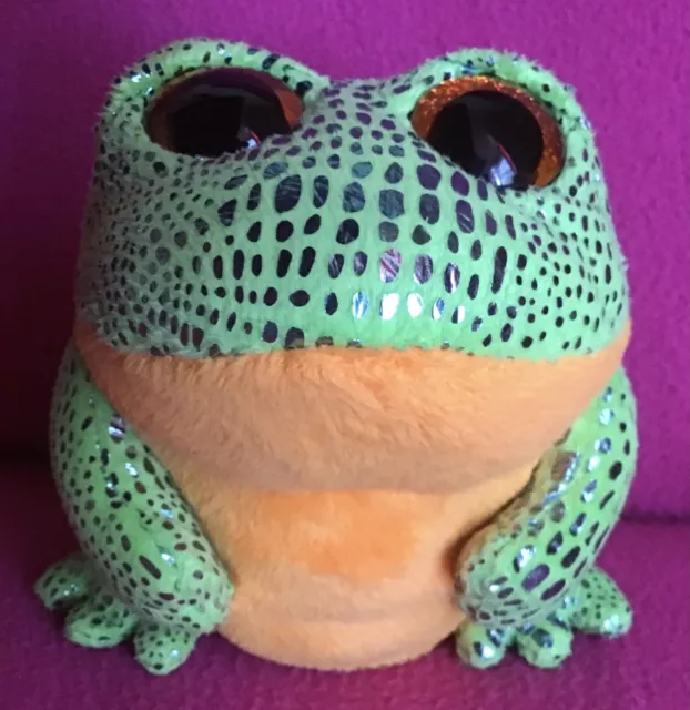 Ty Beanie Boos Speckles Shiny Green & Orange Frog Soft Plush Toy 6” 2015