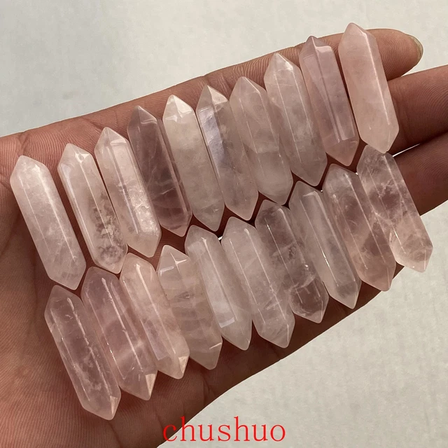 20pc Wholesale Natural Rose quartzObelisk Quartz Crystal Wand Double Point Reiki
