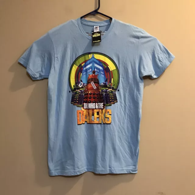 Dr Who & the Daleks Tardis Doctor Who NWT Light Blue Tee Tshirt Men's Size Large