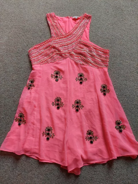 RIVER ISLAND EMBELLISHED Shorts Pink Playsuit Heavily Beaded