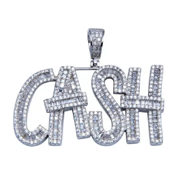 Argent Sterling Espèces Hip Hop Pendentif W / Micro Pavé Cz Pierres