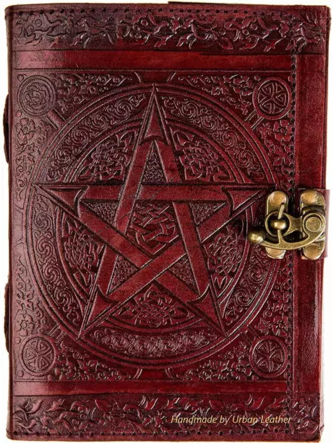 Leather Book Pentagram Celtic Star Embossed Handmade Journal Artist Sketchbook